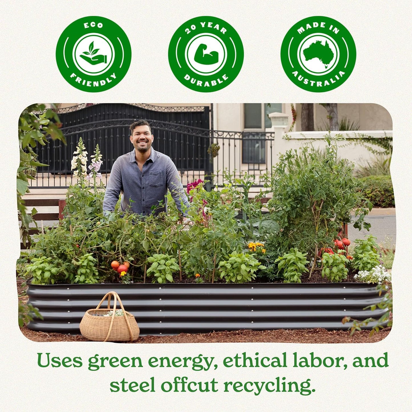 Epic Gardening 5-in-1 Modular Galvanized Raised Garden Bed Kit, 30" Short Metal Planter Box, Durable Aluzinc Steel Raised Garden Bed Outdoor for Vegetables, Herbs, Flowers & Fruits - Round Slate Grey