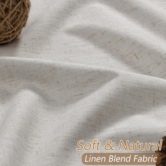 Guken Light Beige 100% Blackout Curtains 102 Inch Length 2 Panels Set for Living Room Bedroom Back Tab Winter Thermal Insulated Black Out High End Linen Drapes Room Darkening Window Curtain