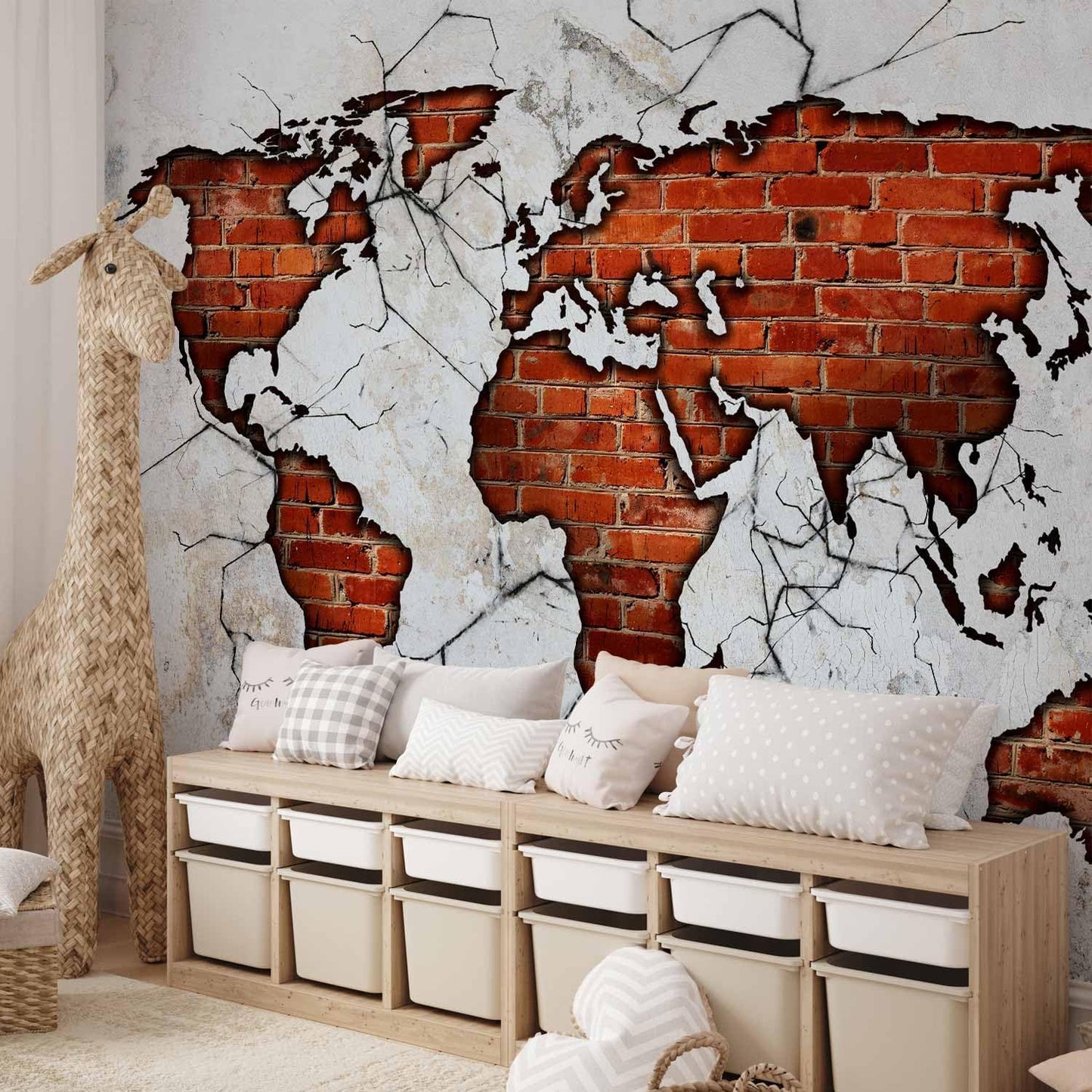 artgeist Wall Mural World Map 79x55 in - XXL Non-Woven Wallpaper Fleece Wall Decor Photo Print Picture Image Design Map of The World k-A-0495-a-a