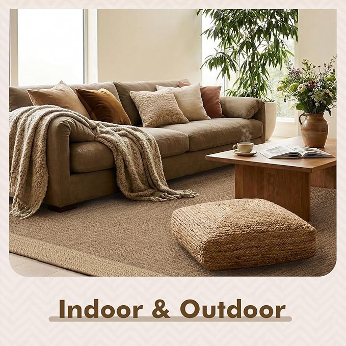 MontVoo-Outdoor Rug-Patio Rug 5x7 ft Polypropylene Indoor Outdoor Rugs Outdoor Carpet for Patio Deck Balcony Porch, Textured Weave, Durable for High Traffic, Fade-Resistant, Modern Neutral Brown