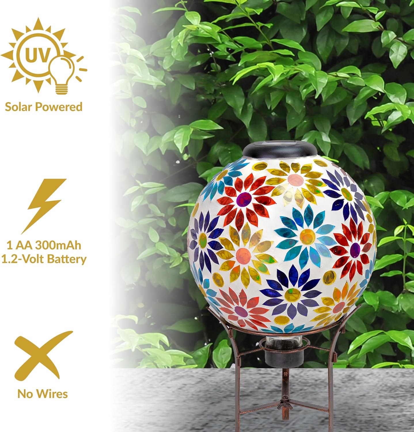 Sunnydaze 10 inch Solar Gazing Ball for Garden - Glass Outdoor Gazing Globe - Midsummer Dahlias - Set of 2