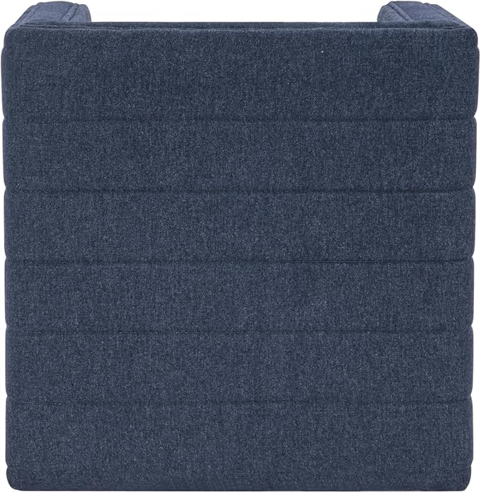 HomePop Modern Channel Tufted Ottoman|Homepop Home Décor|Ottoman for Living Room & Bedroom - Blue Woven Fabric