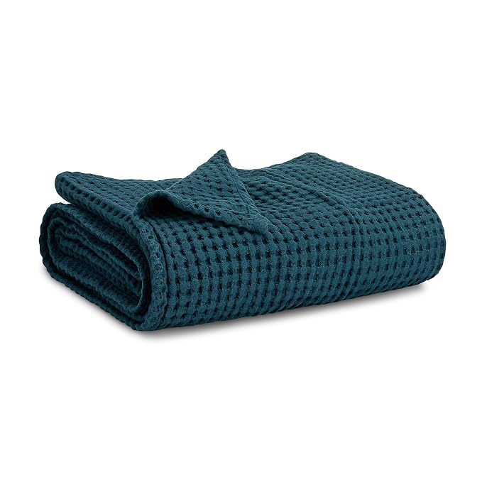 Comfy Cubs Waffle Weave Baby Blanket - 40” x 40” Cotton Blanket with Textured Design - Lightweight Swaddle for Bed, Crib, Stroller, or Couch - Soft and Cozy Cover for Toddlers, Boys & Girls - Neptune