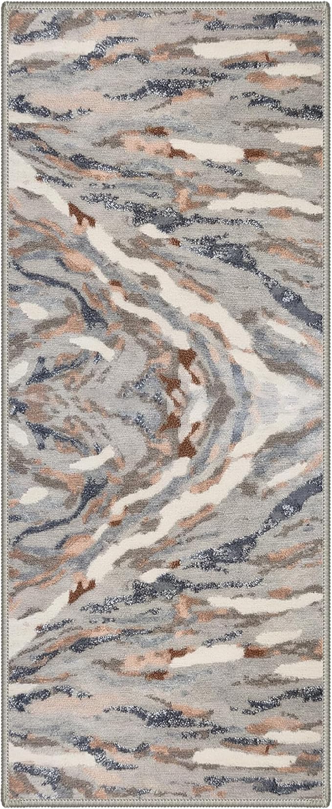 BEIMO Runner Rug for Hallway Kitchen, 2x5 Machine Washable Runners Rug for Entryway, Soft Modern Abstract Throw Rugs, Low Pile Floor Cover with Non Slip Backing, Warm Greige
