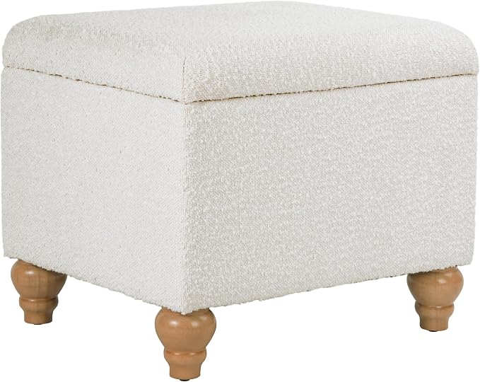 HomePop 22" Medium Rectangular Storage Ottoman - Cream Boucle