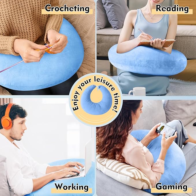vamorry Gaming Pillow Arm Support Pillow for Bed & Sofa: Ergonomic U-Shaped Lap Pillow with Elbow Rest for Adults & Kids - Reduces Arm Pain & Fatigue During Gaming, Reading, Working & Crocheting