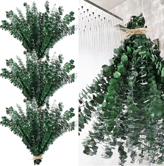 Knitgrip 180 Pcs Large Dried Eucalyptus Stems 17inch Natural Real Fresh Eucalyptus Branches for Shower Hanging Fresh Plant Greenery Leaves for Wedding Bathroom Vase Filler DIY Garland Decor