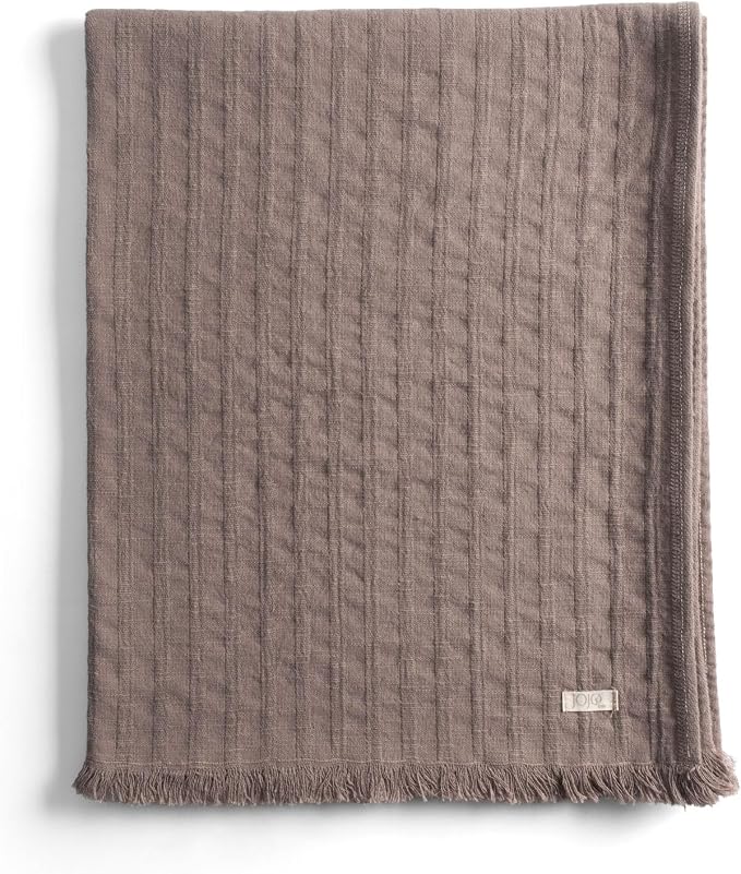 Frig Waffle Throw Blanket with Tassels - 50x66 Inch - 100% Turkish Cotton Tencel Breathable Blend Lightweight Blanket for Couch, Sofa, Bed