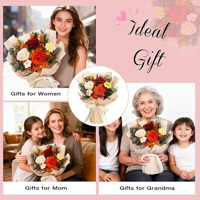 Vrioca Flowers for Delivery, Preserved Flowers Bouquets, Birthday Gifts for Women Mom