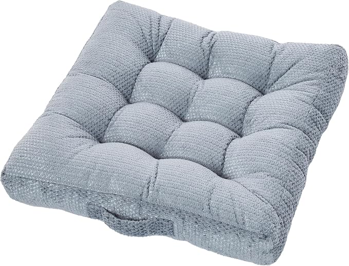 Sorra Home Indoor Tufted Floor Pillow, 24 in x 24 in x 5 in Square w/Handle, Monument