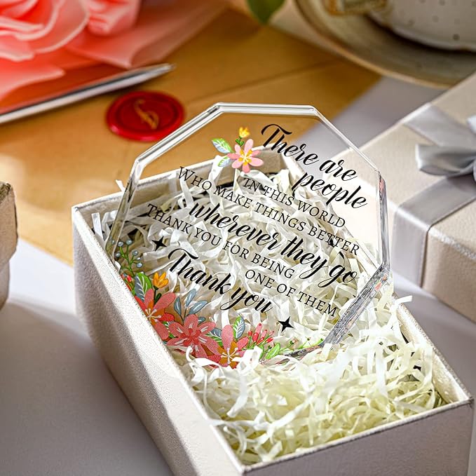 Yinder Thank You Gifts for Women Appreciation Gifts for Coworker Employee Nurse Teacher Leader Boss Inspirational Quotes Acrylic Desk Decor for Home Office Farewell Retirement