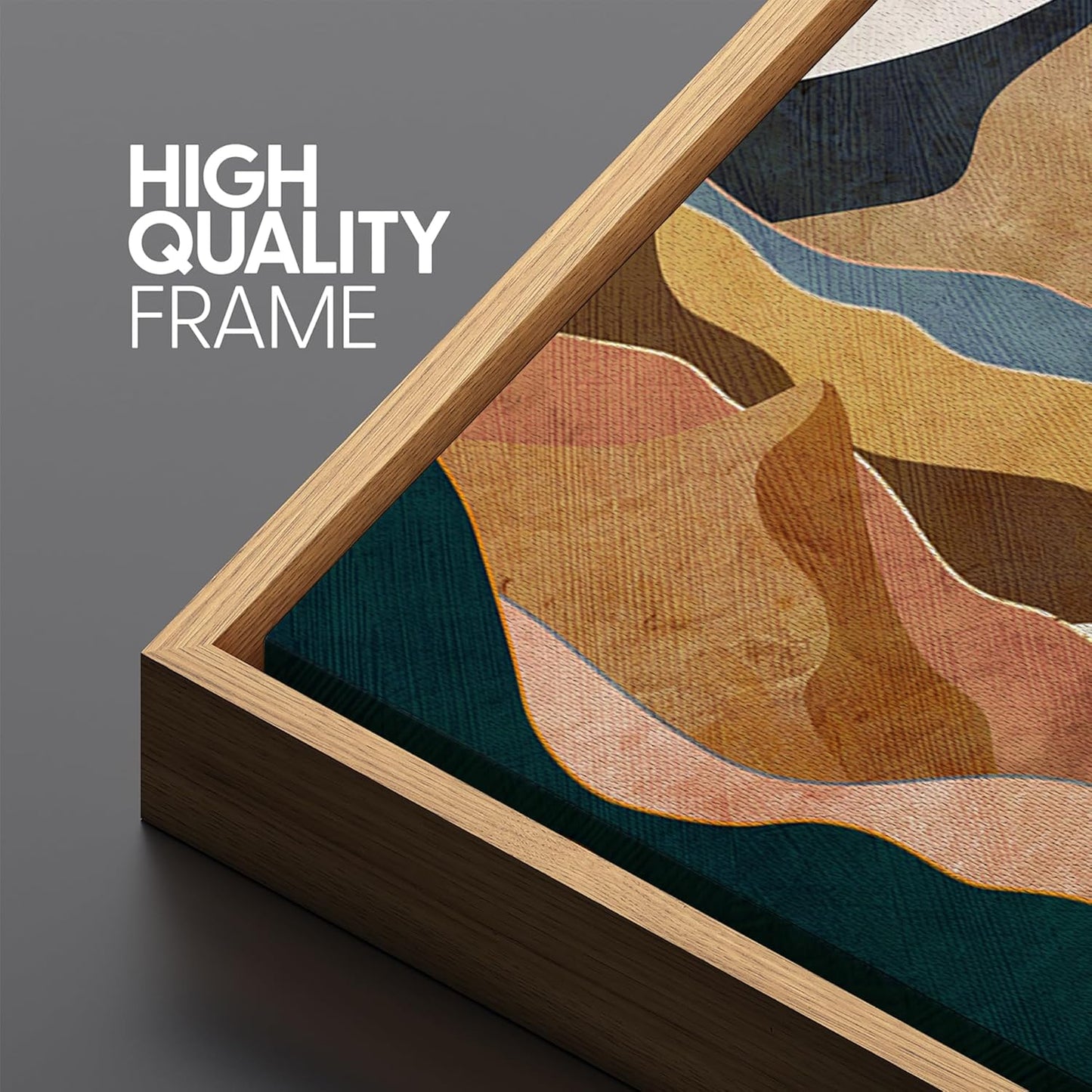 MUDECOR Extra Large Framed Canvas Print Wall Art Desert Peaks Colorful Geometric Mountain Illustrations Antique Retro Fine Art Illustrations Decorative Colorful for Bedroom - 60"x30"