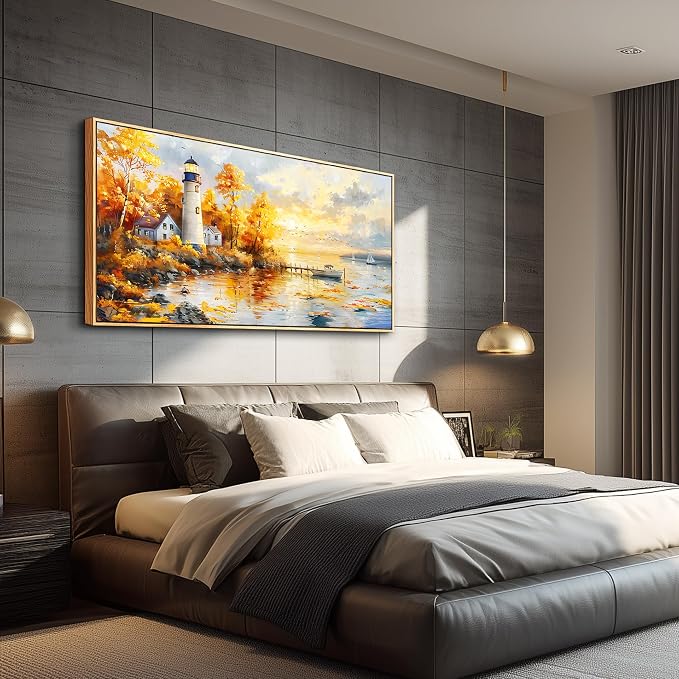 XIGUANGART Beach Wall Art Prints: Modern Large Nautical Coastal Landscape Canvas Bedroom Blue Ocean Picture Relaxing Living Room Sea Scene Painting Horizontal Summer Seascape Artwork Decor 40"L x 20"W