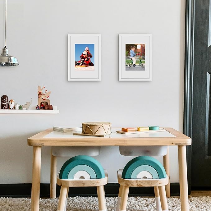 Picrit 8x12 Picture Frame Set of 12, Display 6x8 with Mat or 8x12 without Mat, Photo Frames for Wall Mounting or Table Top Display, White
