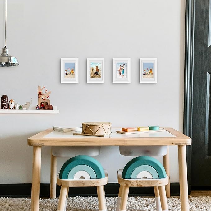 Picrit 4x6 Picture Frame Set of 12, Display 3.5x5 with Mat or 4x6 without Mat, Photo Frames for Wall Mounting or Table Top Display, White