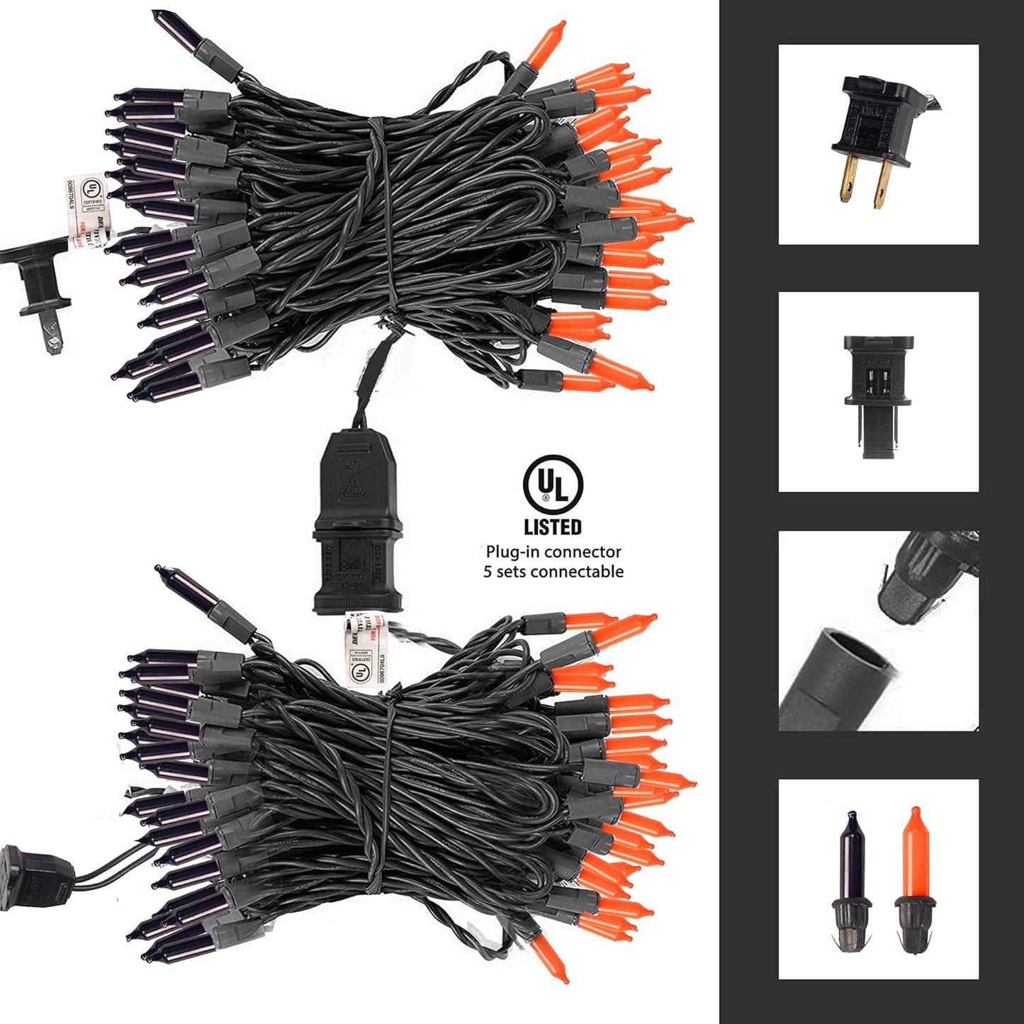 Dazzle Bright Purper and Orange Halloween Lights, 40FT 200 Count Mini String Lights, Waterproof Halloween Decorations for Outdoor Indoor Patio Home Party Garden Yard Decor