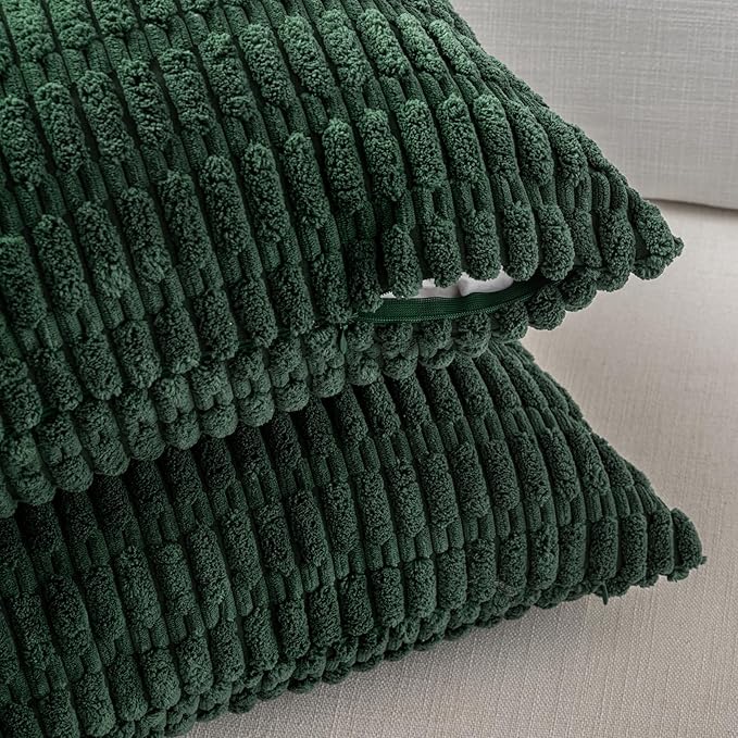Fancy Homi 4 Packs Decorative Throw Pillow Covers for Living Room Couch Bed, Modern Farmhouse Boho Home Décor Accent Cushion Case, 18" x 18" (Pack of 4), Forest Green