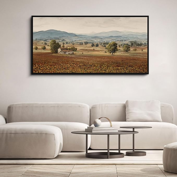 yiijeah Framed Artwork for Walls Extra Large Vintage Nature Earthy Wall Art landscape pictures Canvas Paintings Decor for Living Room Bedroom Entryway 48x24 Inches