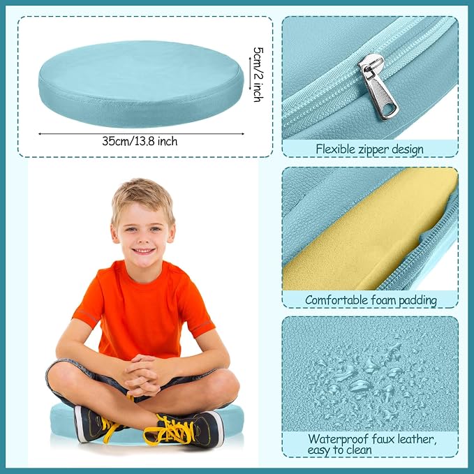 Juexica 3 Pcs Extra Thick Flexible Seating Floor Cushions Assorted Colored Pillow Floor Cushions for Classroom Soft Flexible Seating for Learning Sitting Office School Chair (Morandi Colors,Round)