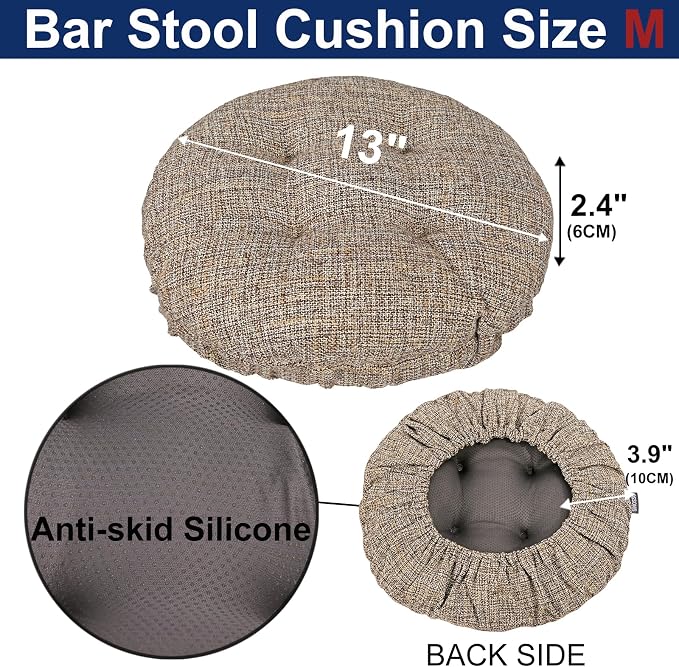 SINOSSO Modern Bar Stool Cushion Dia.13, Fashion Interweaving Design Anti-Skid Silicone Round Stool Seat Cushion Cover Padded (Light Brown, M,1)