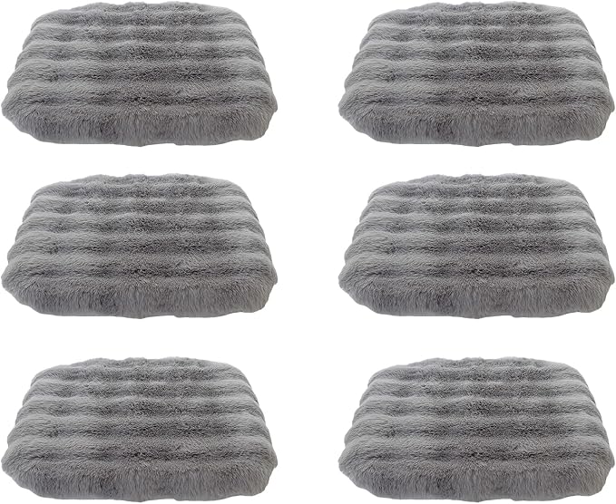 Lifup 6 Pack Square Chair Pads Memory Foam Seat Cushion Soft Cozy Plush Non Slip Thick Pad with Ties and Removable Cover for Dining Room, Office Grey 14 x 14 Inch