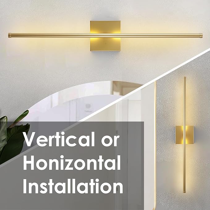 KARTOOSH 24.4 Inch Wall Sconces Battery Operated for Living Room Gold | Rechargeable Wireless Wall Lamp Set of 2, 3000K Warm White Dimmable Wall Light Remote Control Indoor Lighting for Bedroom
