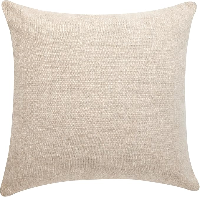 BOYSUM Set of 2 Leather Throw Pillow Covers Cotton Linen Decor Patchwork Pillow Cover Faux Leather Pillows Cover for Couch Sofa Living Room Bedroom,Beige 16"x16"