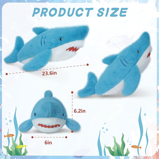 Niuniu Daddy 23" | 3.3 Pound Shark Weighted Stuffed Animals for Kids Adults, Soft Shark Weighted Plush Animal Calming Toys for Sleeping, Cute Body Pillow for Presents Birthday Christmas Holiday