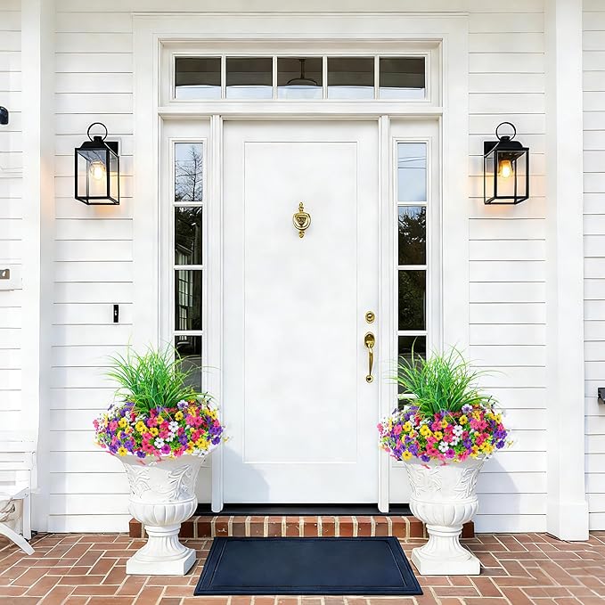 Artificial Flowers for Outdoors 14 Bundles UV Resistant Fake Flowers Daisy with Greenery Plants Faux Outdoor Flowers for Spring Summer Decoration Outdoor Faux Plants Home Window Porch Patio Yard
