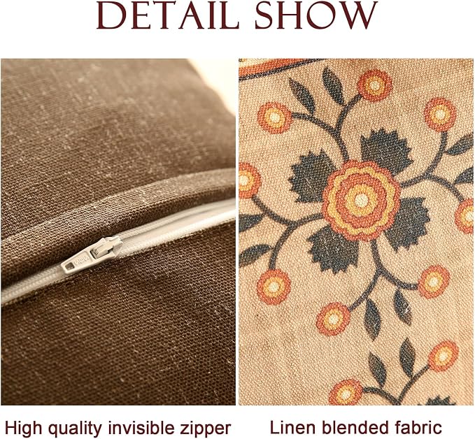 bilin gaier Designer French Linen Throw Pillow Cover,18"x18"-Seville B | Vintage Elegant Cottage Pillow Cover,Concealed Zipper,Sofas,Bedroom,Living Room,Lounge Chairs,All Season Home Decor