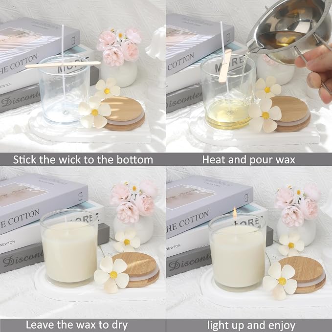 MILIVIXAY 12Pack 12 OZ Clear Thick Glass Candle Jars with Lids - Bulk Empty Candle Jar for Making Candles - Spice, Powder Containers.