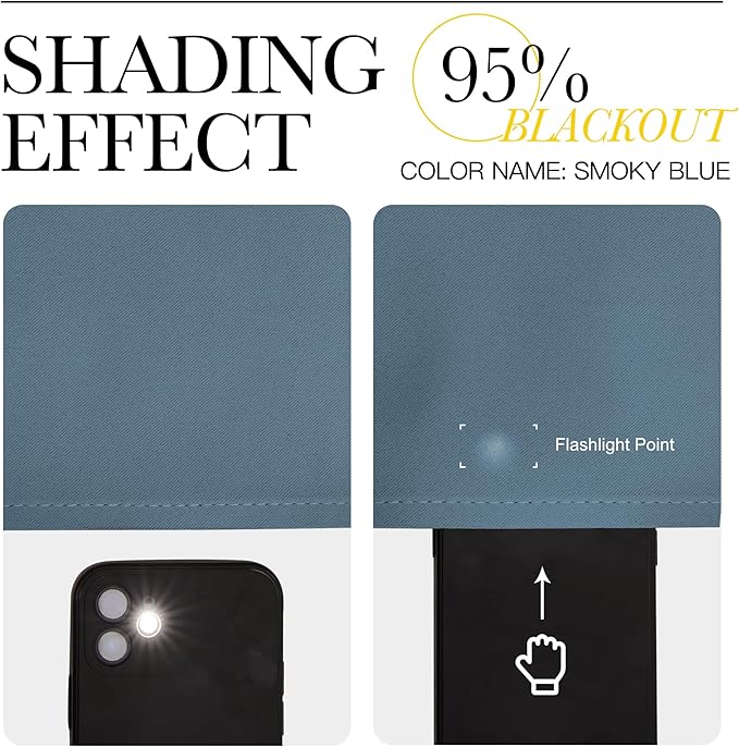 NICETOWN Blackout Curtains for Living Curtains, Smoky Blue, 2 Panels, 29 by 30, Room Darkening Window Curtain Panels, Easy-Care Solid Thermal Insulated Draperies/Drapes for Daughter Room