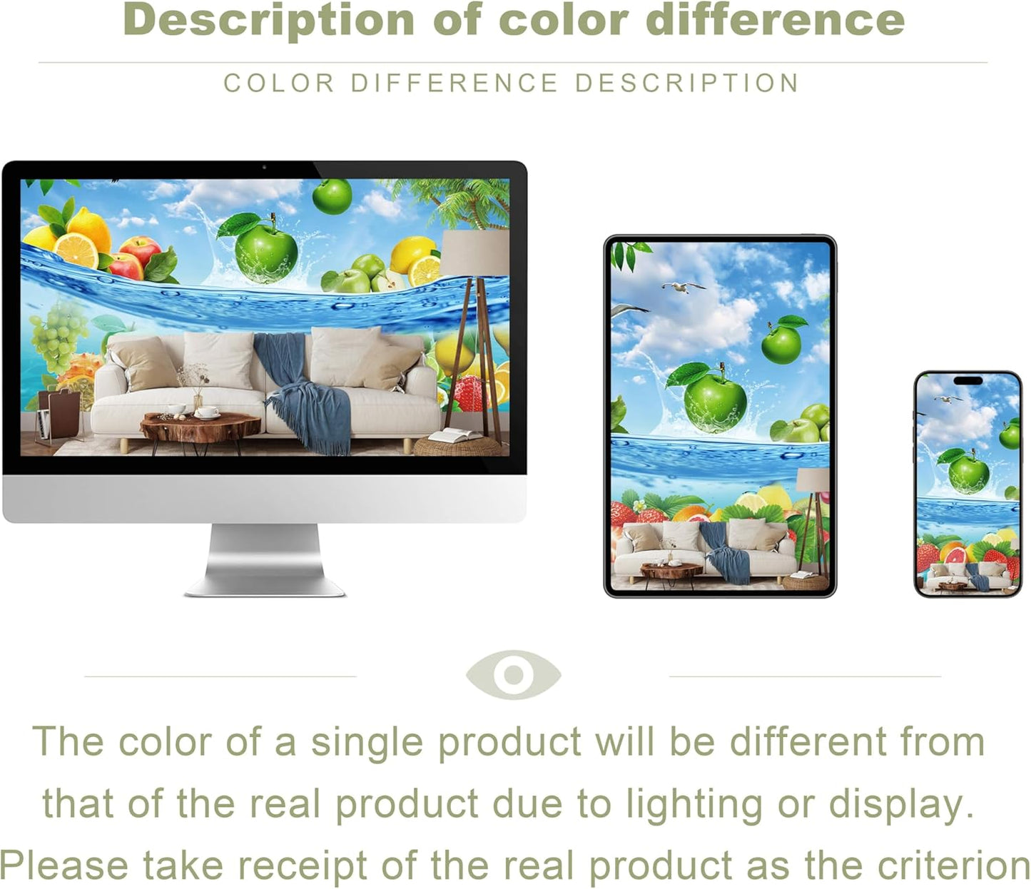 Fruit Wall Mural Wallpaper for Bedroom Living Room(Not Peel and Stick)