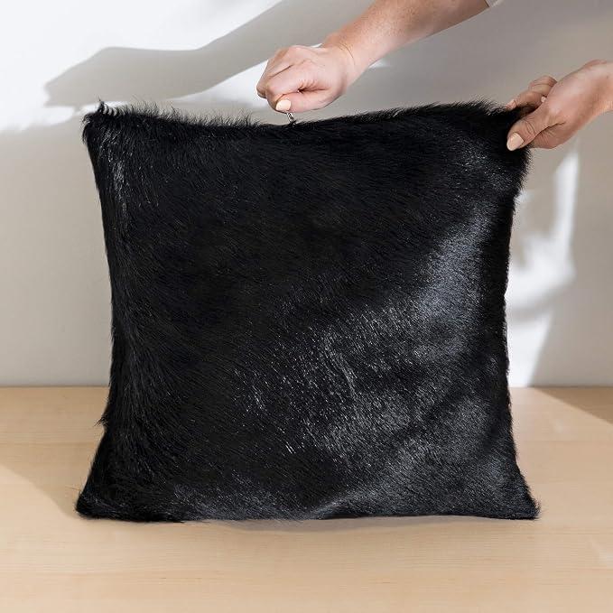 ecowhides 100% Genuine Brazilian Cowhide Pillow Cover – Luxury Leather Decorative Cushion for Rustic & Western Home Décor