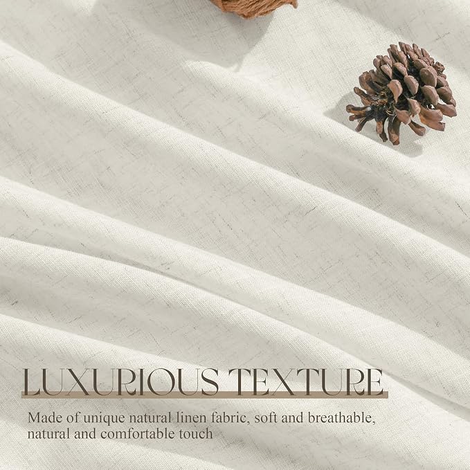 Jowels Warm Beige Linen Curtains 102 Inch Long 2 Panels for Living Room | Light Filtering Semi Sheer Curtain, Back Tab Pocket Pleated Look, Boho Farmhouse Textured Privacy Drapes for Bedroom Window