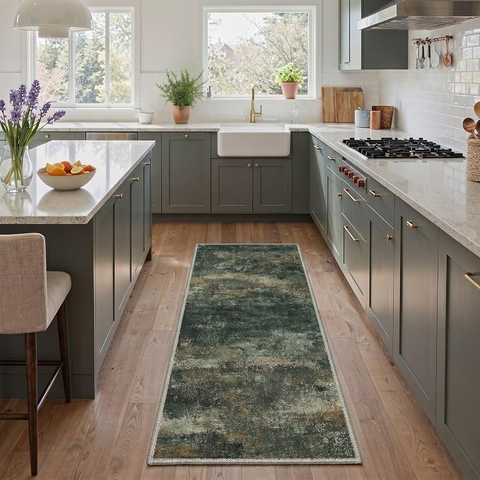 BEIMO Area Rugs 6x9 for Living Room Bedroom, Modern Abstract Machine Washable Rug, Large Soft Low Pile Floor Carpet with Non Slip Backing for Dining Room, Smoky Sage Green