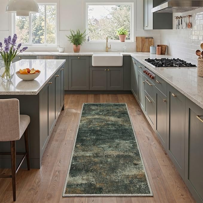 BEIMO Area Rugs 10x14 for Living Room Bedroom, Modern Abstract Machine Washable Rug, Large Soft Low Pile Floor Carpet with Non Slip Backing for Dining Room, Smoky Sage Green