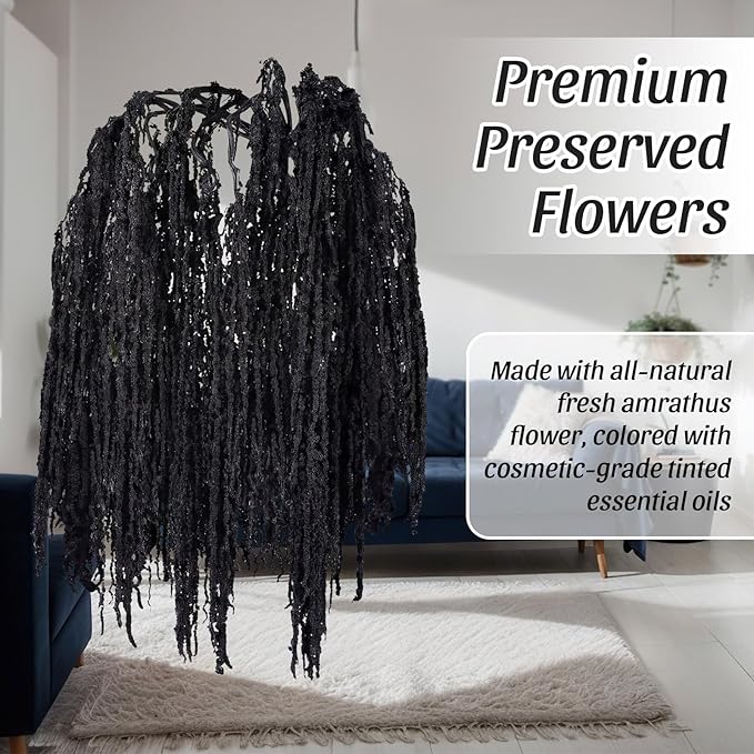 Suncalla 12 Pcs Black Spring Natural Dried Amaranthus Hanging Flowers Amaranthus Artificial Flowers for Wedding Arch Bouquet Floral Garland Wall Home Decoration (23 Inch)