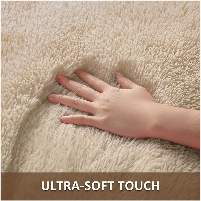 Ophanie 8x10 Beige Area Rugs for Living Room,Large Shag Bedroom Carpet,Big Indoor Thick Soft Shaggy Nursery Rug,Fluffy Carpets for Boy and Girls Room Dorm Decor Aesthetic with Over 99 pcs Pile fibers