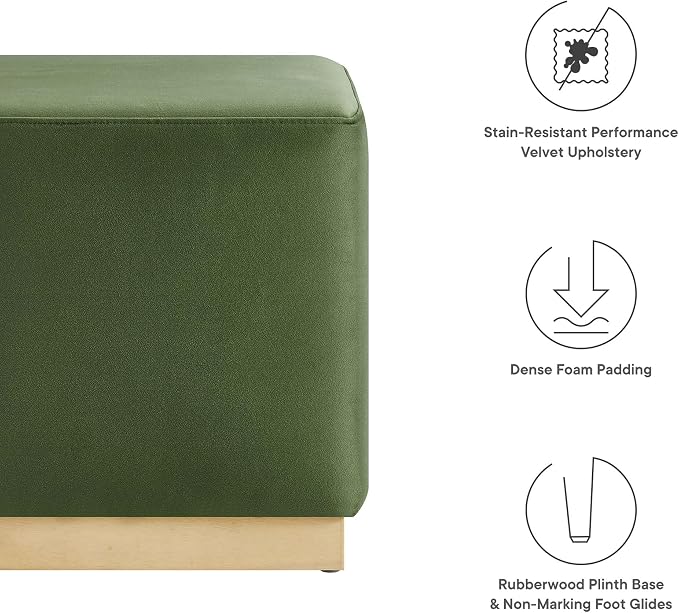 Modway 17" Square Performance Velvet Upholstered Upholstered Ottoman