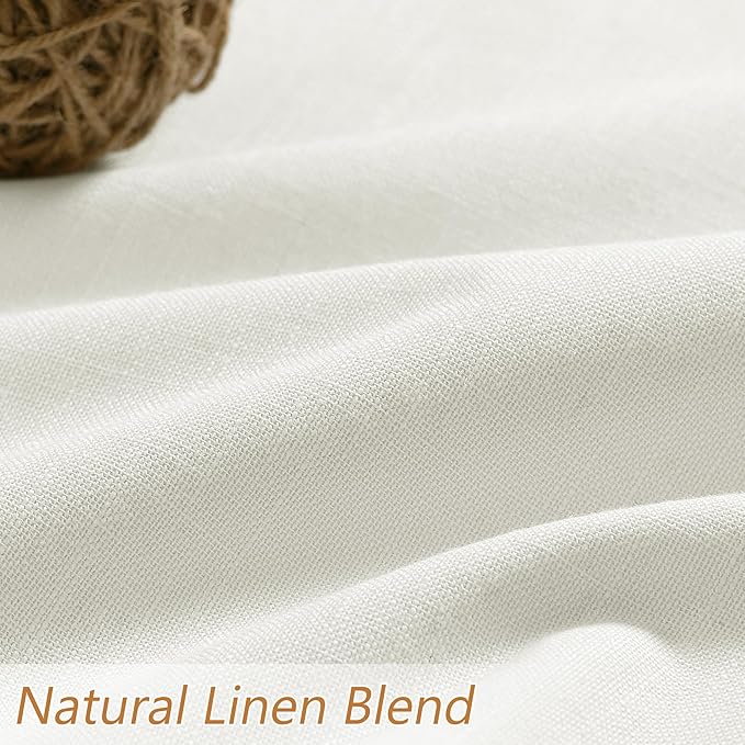 Ivory 100% Blackout Linen Curtains 80 Inch Length 2 Panels Set for Living Room Bedroom Back Tab Thermal Insulated Black Out Drapes Room Darkening Farmhouse Style for Bedroom Window Curtains 40 Wide
