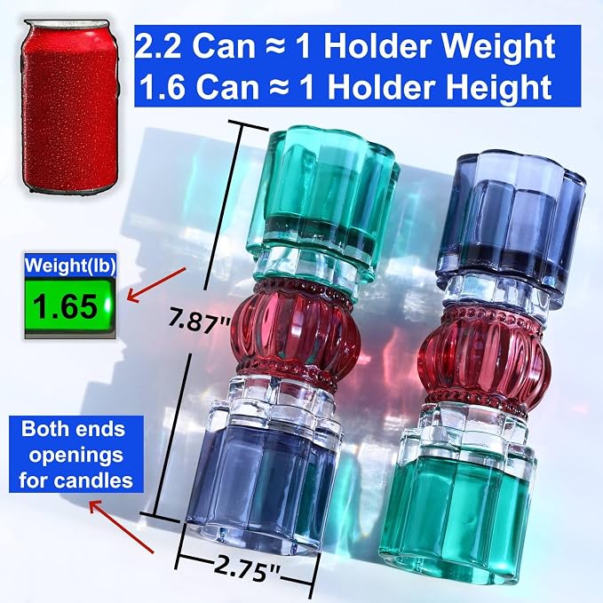 VOHO Tealight Candle Holder Jazzy Glass Mix, Modern Tall Votive Candle Holders for Home Decor, Pair of Fluted Tea Lights Candle Holder Centerpiece Table Decorations(7.87x2.75 in W/H, Shades of Blue)