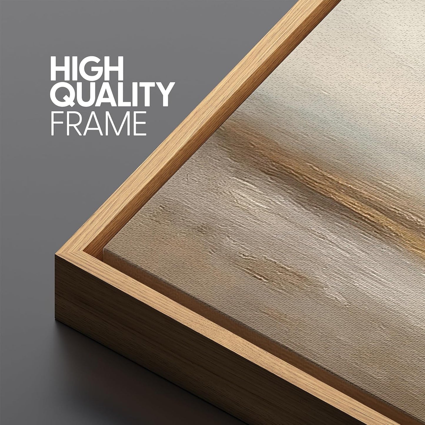 MUDECOR Extra Larg Framed Canvas Print Wall Art Neutral Beige Horizon Abstract Modern Minimalist Landscape Illustrations Decorative Colorful for Bedroom - 60"x30"