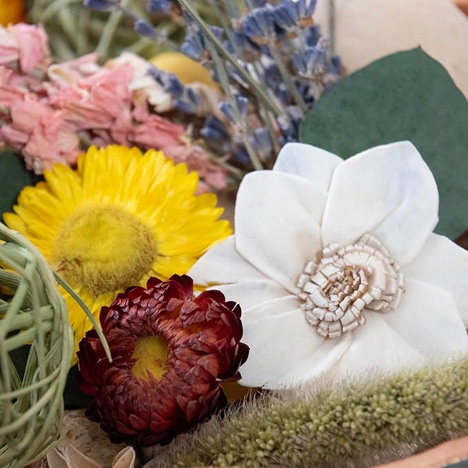 ANDALUCA Maison Box Dried Flowers Fragrance Potpourri Decorative Vase & Bowl Filler Home Décor (Floral Strawflowers)