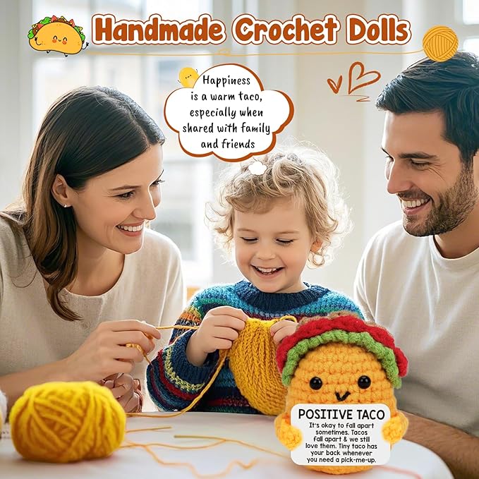 Positive Crochet Taco Birthday Gifts for Women Men Teacher Appreciation Mothers Day Graduation Gift Adult Kids Son Mom Dad Daughter Sister Friend Coworkers Self Care Emotional Inspirational Support