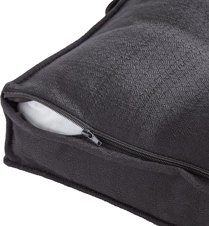 Square Tufted Floor Pillow with Removable Cover, Black, Large (40")