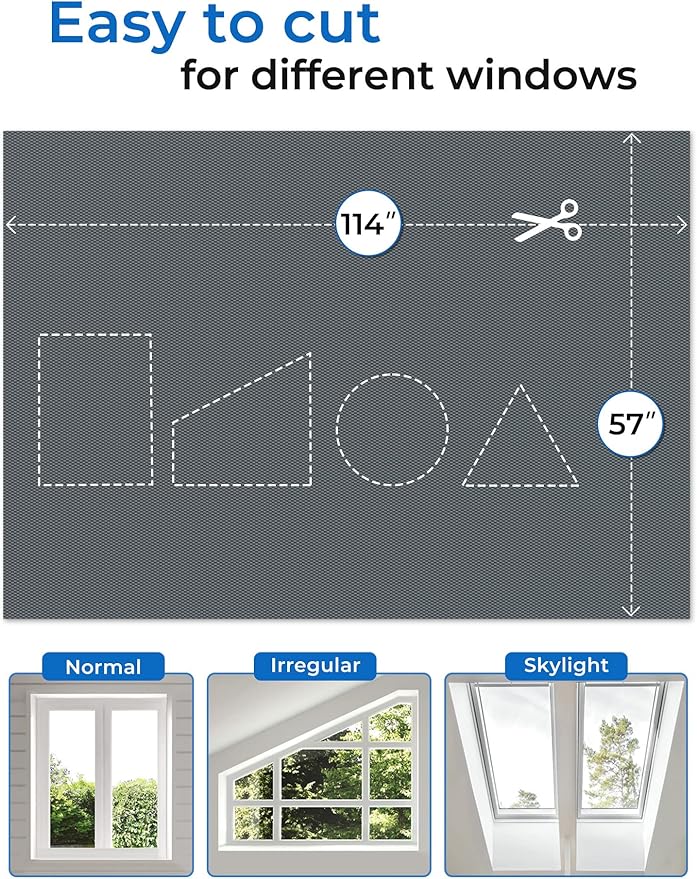 Sumobaby Blackout Curtains for Bedroom 114"x57" Portable No Drill Black Out Curtains with Heat-Resistant Magic Tapes,100% Blackout Blinds Easy to Cut Fit for Home Cinema,Dorm Room,Nursery(Gray)