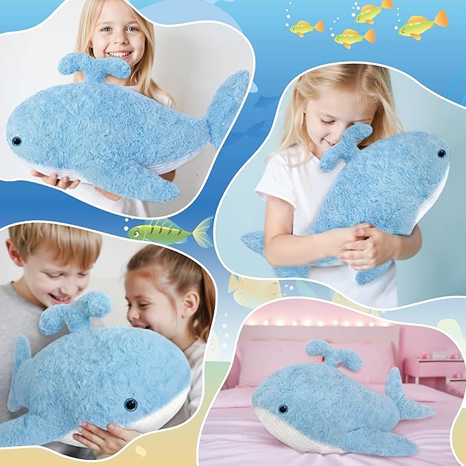 Niuniu Daddy 23" | 3.3 Pound Whale Weighted Stuffed Animals for Kids Adults, Whale Weighted Plush Lap Animals Plush Toy for Toddler Teens, Large Stuffy Pillow for Presents Birthday Christmas Holiday