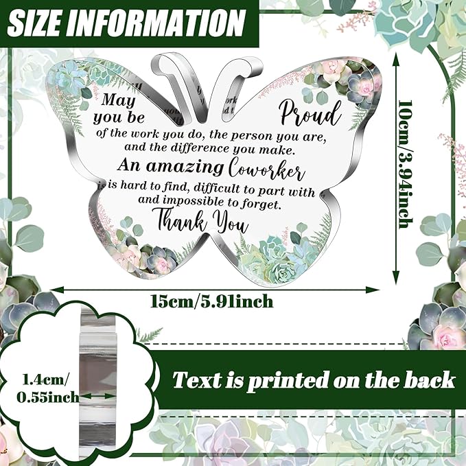 Yinder Thank You Gifts for Women Appreciation Gifts for Coworker Employee Nurse Teacher Leader Boss Inspirational Quotes Acrylic Desk Decor for Home Office Farewell Retirement