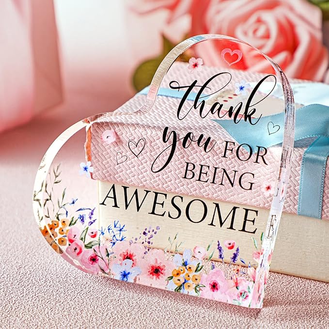 Yinder Thank You Gifts for Women Appreciation Gifts for Coworker Employee Nurse Teacher Leader Boss Inspirational Quotes Acrylic Desk Decor for Home Office Farewell Retirement